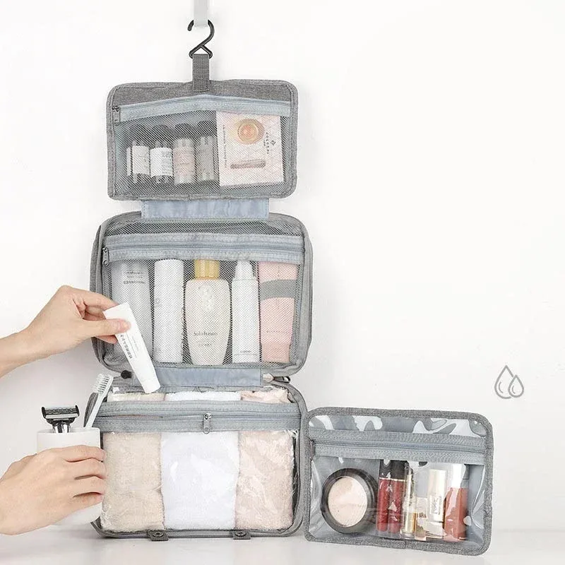 trousse de toilette pliable et étanche pour voyage, séparation sèche et humide, sac de rangement pour cosmétiques, sac à cosmétiques de grande capacité