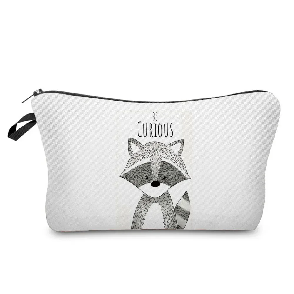 trousse à cosmétiques avec impression d'animaux aquarelle, sac de maquillage pour femme, dessin animé dinosaure ours, sac de rangement de jouets portable, meilleur cadeau pour enfants