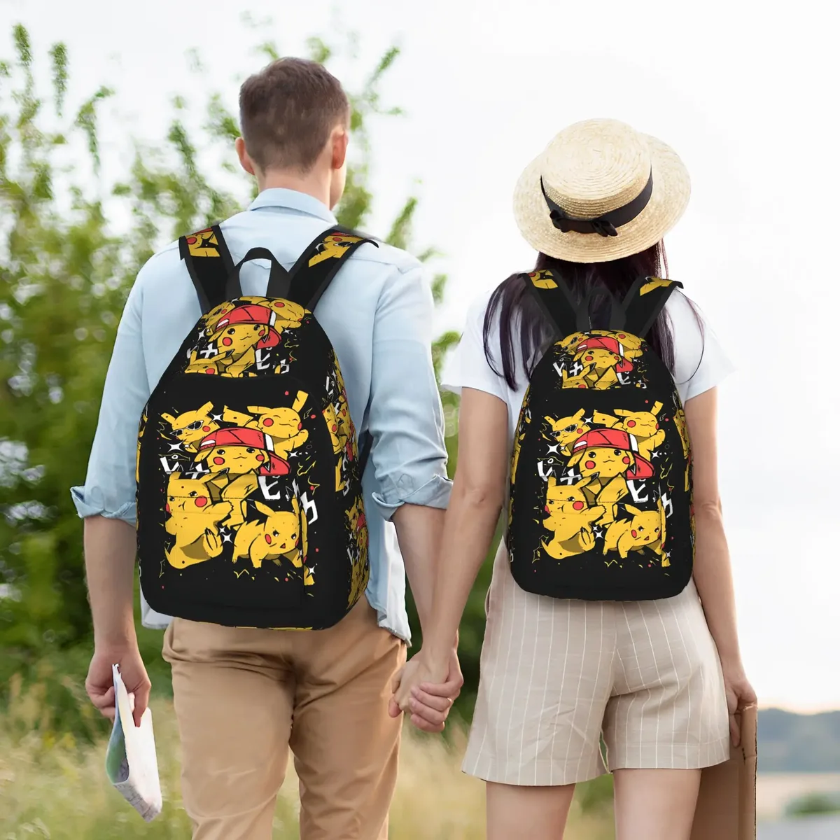sac à dos pokemon pikachu à la mode, mochilas, sac à dos à bandoulière robuste de haute qualité pour lycée