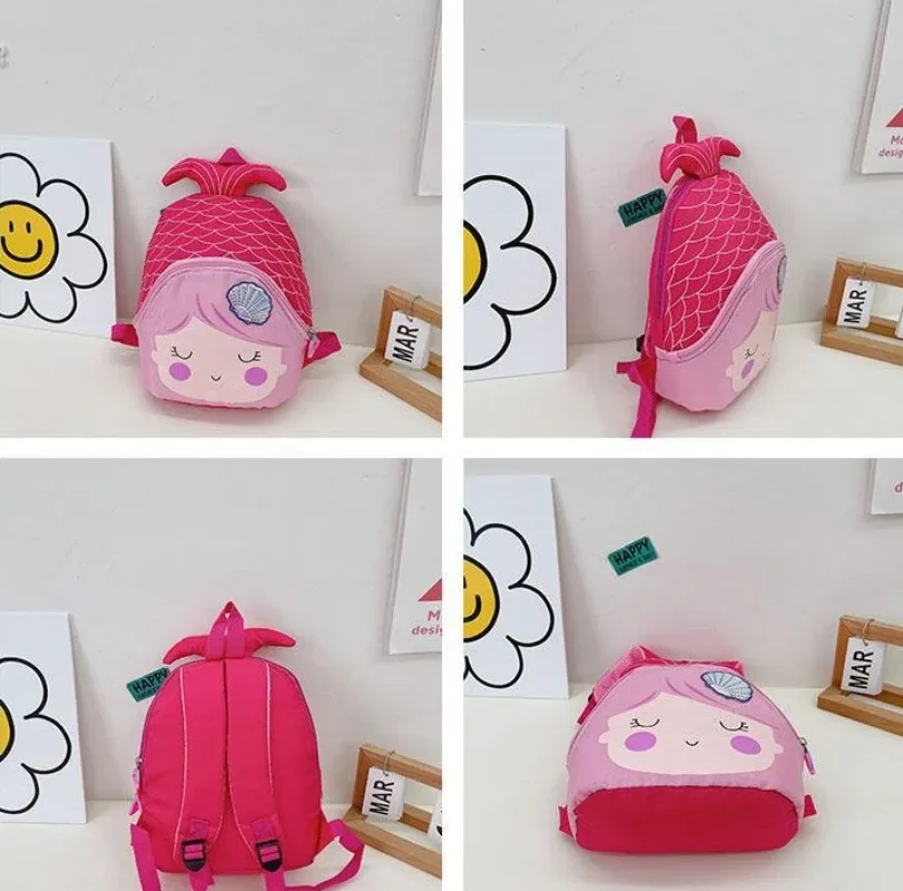 sac à dos sirène en nylon coloré pour enfants, sac à dos personnalisé, dessin animé mignon, maternelle, loisirs