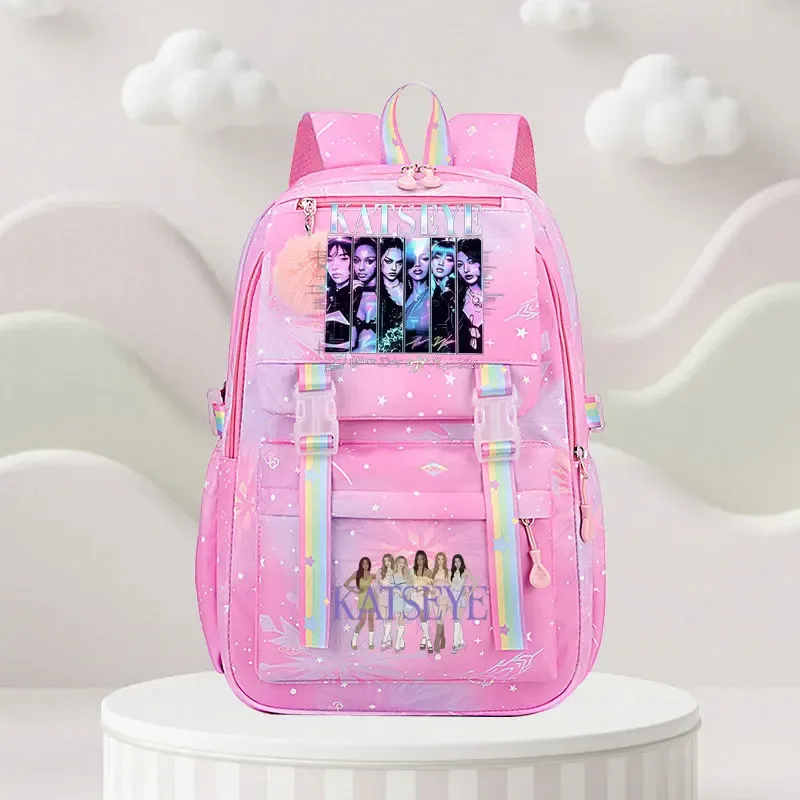 sac d'école katseye print, sac d'école pour élèves du primaire, sac à dos de voyage en plein air, sac à dos tendance pour filles, sac à dos pour enfants.