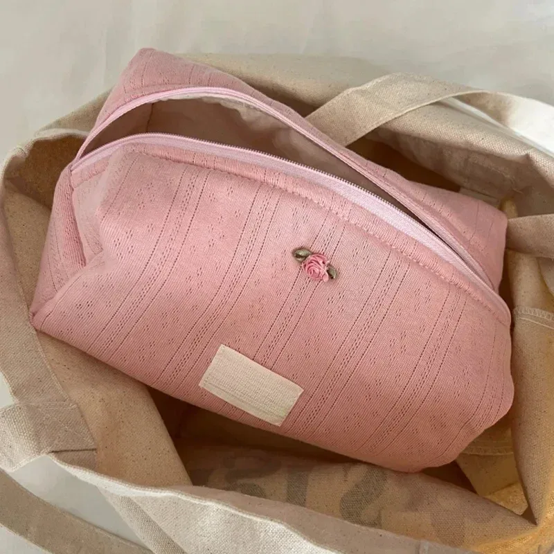sac de rangement pour rouge à lèvres floral, trousse de maquillage, sac portable, grande capacité, câble pour écouteurs, élégant, simplicité, doux, mode ins, 1 pièce