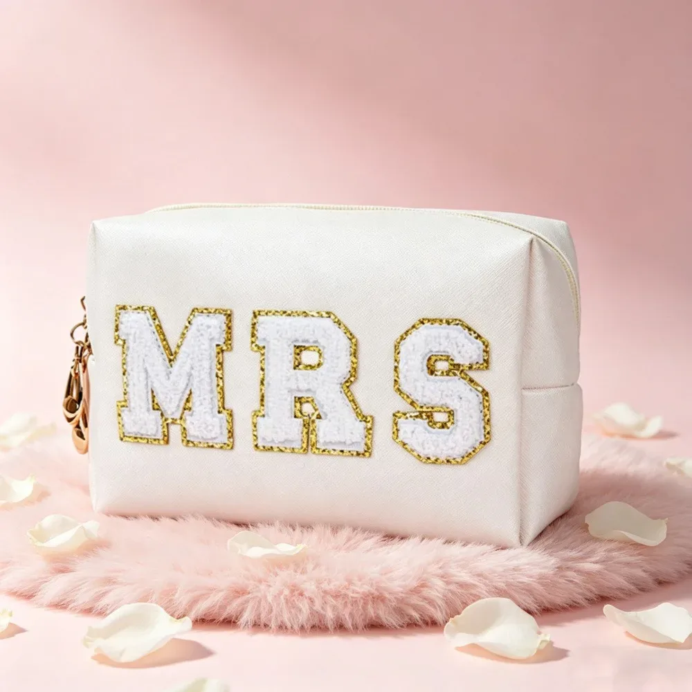 grande trousse de toilette imperméable à main pour femmes, sac de rangement pour cosmétiques de voyage, pochette de mariage multicolore pour mariée.