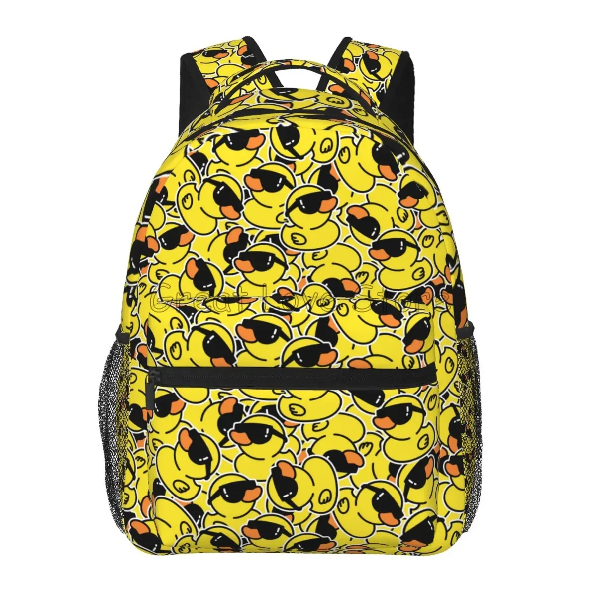 sac à dos en caoutchouc imprimé canards de dessin animé pour ordinateur portable, mignon canards jaunes, sacs à dos de voyage de grande capacité, sac à bandoulière pour étudiant, sac à livres d'école