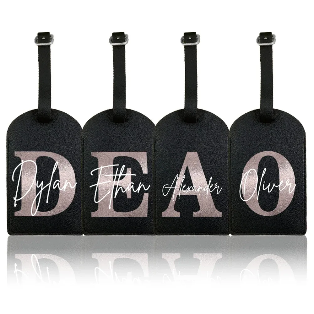 étiquette de bagage monogramme personnalisée en cuir pu pour valise, étiquettes de sac à main, sac de voyage, 
