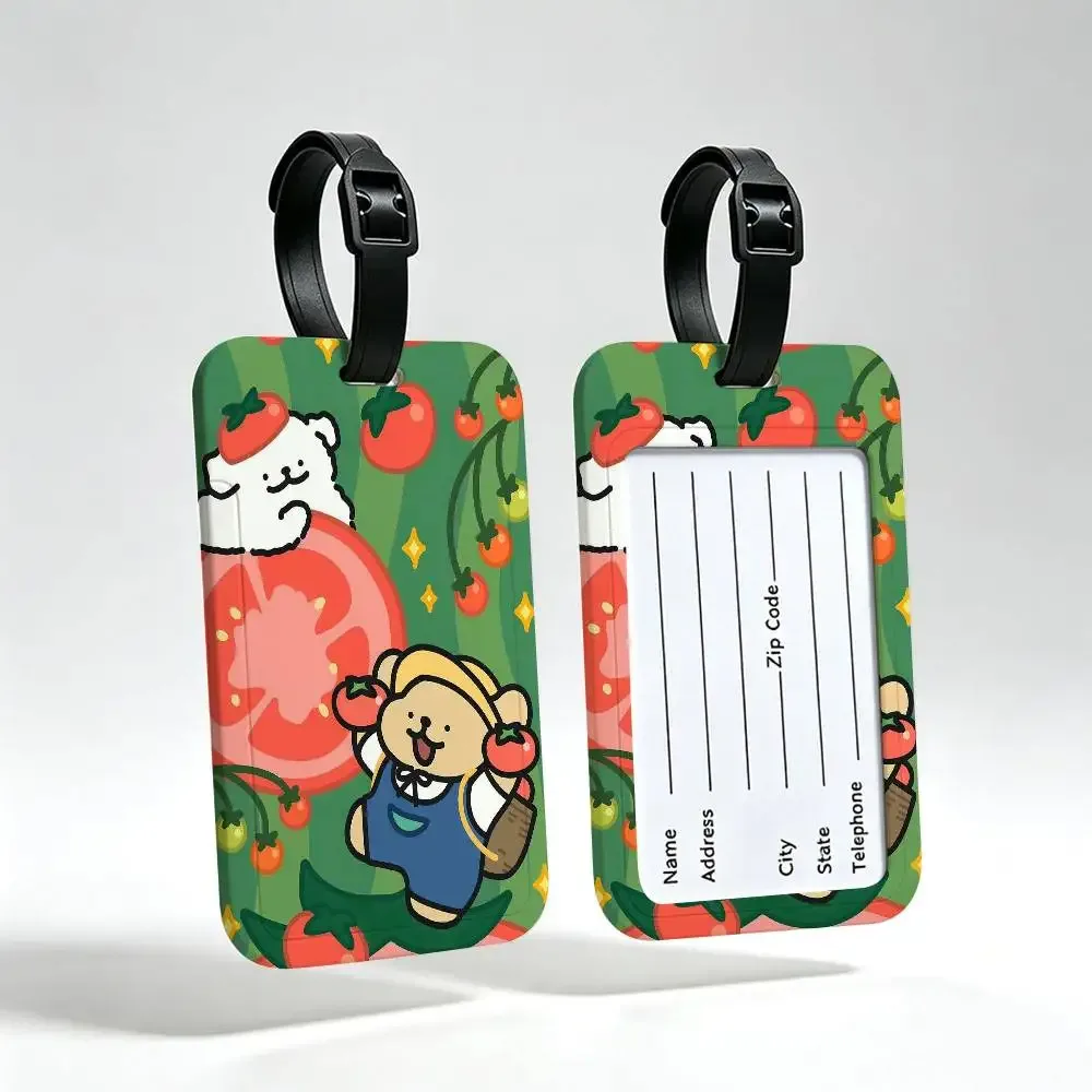 line cartoon p-puppys étiquette de voyage anti-perte en pvc, porte-carte d'informations, étiquette de bagage imperméable