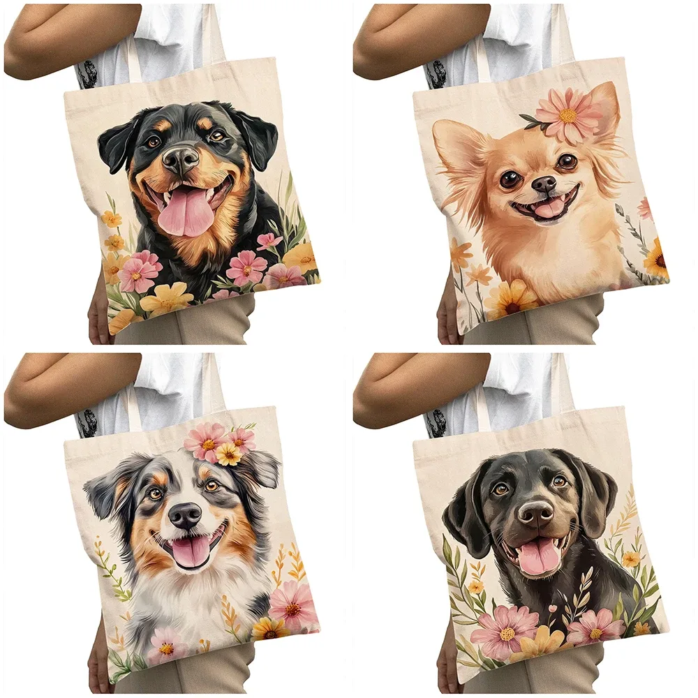sac à main pour femme avec motif de chien mignon (corgi, golden retriever, pug), sac de shopping grande capacité, sac à bandoulière pour enfant