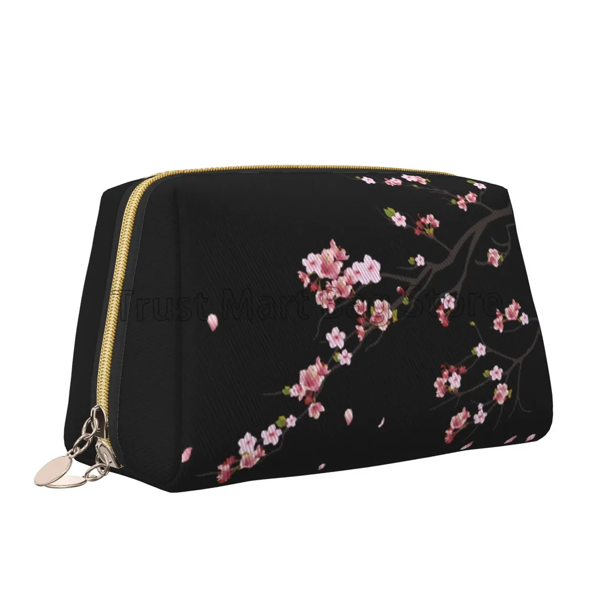 trousse de toilette en cuir sans fleurs pour femme, sacs cosmétiques de voyage, stockage de maquillage en poudre, étanche avec fermeture éclair, cadeau japonais sakura