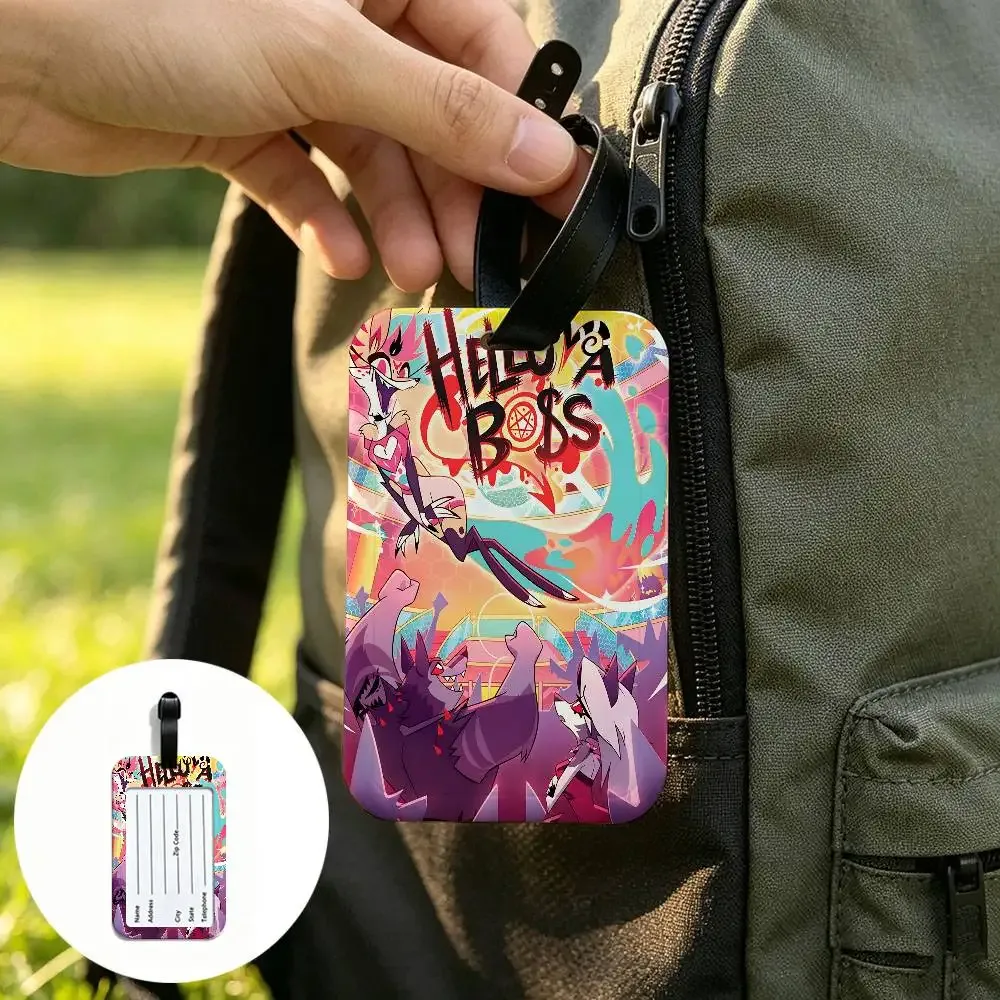 h-hazbin-hotel demonic-edgy – étui pour cartes d'information imperméable en pvc, étiquette de bagage, identificateur anti-perte pour valise et sac à main
