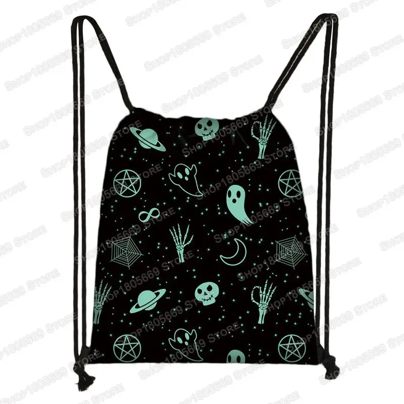 sac à dos gothique imprimé vampire bat ghost, sacs à cordon, sacs à bandoulière pour femmes et hommes, porte-chaussures de voyage
