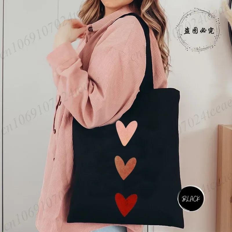 sac de shopping pour femmes minimaliste aquarelle coeur imprimé graphique sacs à bandoulière étudiants filles fourre-tout décontractés femmes sacs à main hg01