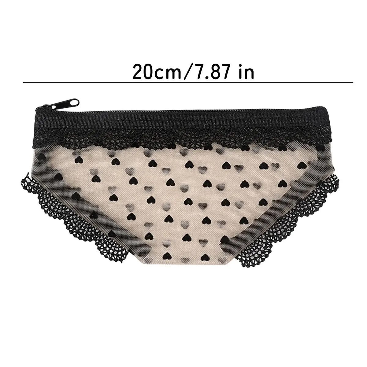 pochette de maquillage en maille tendance avec bordure en dentelle transparente, pochette de rangement décorative avec fermeture éclair, organisateur de bijoux et écouteurs