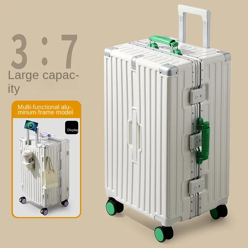 valise de voyage grande capacité bicolore 20-28 pouces avec cadre en aluminium renforcé, bagage en pc avec roues à frein, sac de cabine pour étudiant