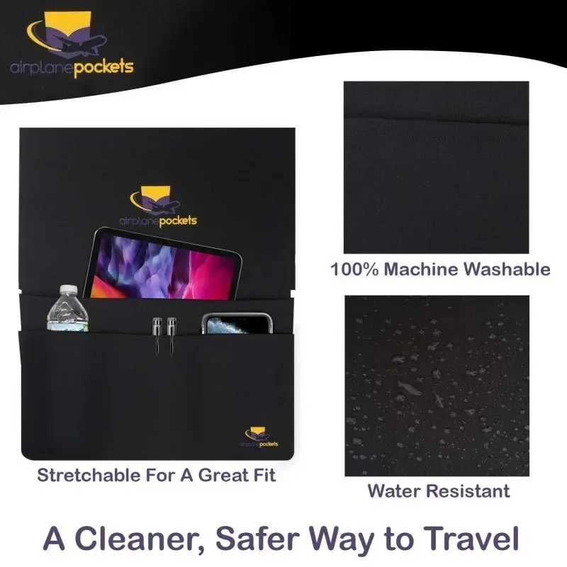 support de plateau de repas d'avion, organisateur de dossier de siège, couverture de table de plateau, pochette de suspension arrière de siège d'avion, sac de rangement pour téléphone et tasse