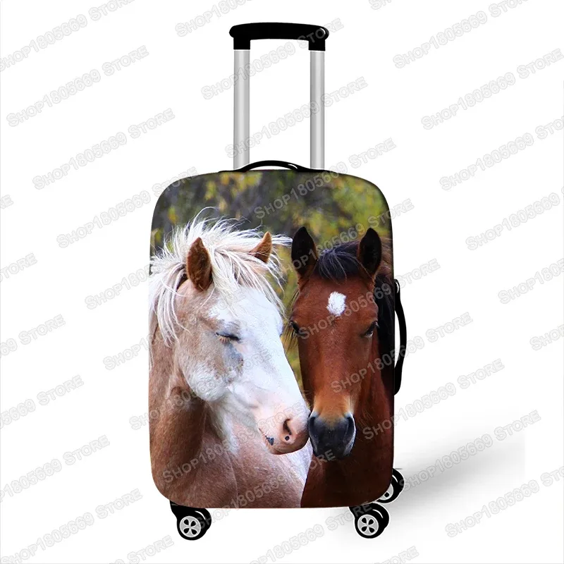juste de bagage imprimée animal et cheval, housses de valise à roulettes élastiques, anti-poussière, accessoires de voyage mignons