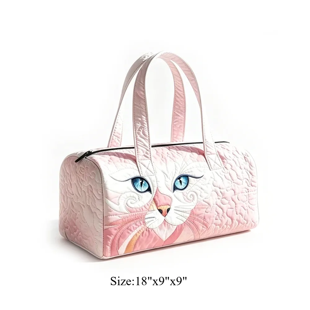 sac de voyage matelassé, sac de week-end, motif floral tropical chat mignon, bagage à main léger pour la plage, les vacances, les fêtes et le sport