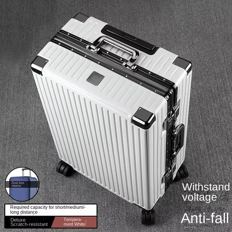 valise à cadre en aluminium, grande capacité, robuste et durable, avec serrure à combinaison, bagage cabine en pc épaissi, 20/22/24/26/28 pouces