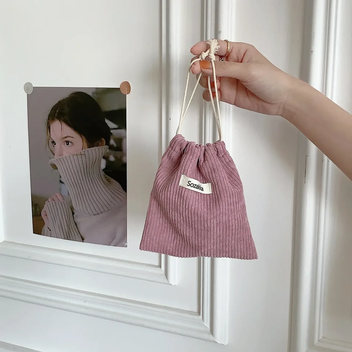 sac à cosmétiques à cordon de couleur unie, 1 pièce, pochette de voyage pour cosmétiques, rouge à lèvres, bonbons, sac d'emballage cadeau de noël, sac de rangement