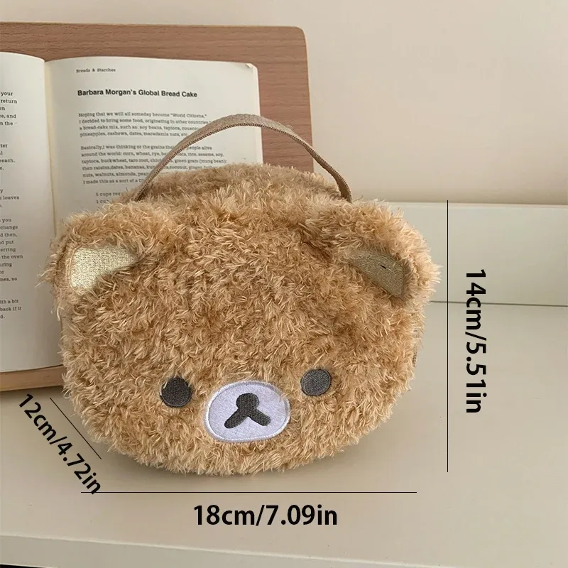 trousse de maquillage en peluche ours anime relaxant, pochette cosmétique pour femmes, sac de rangement bijoux, organisateur pour filles, sacs à main, cadeau, ventes flash