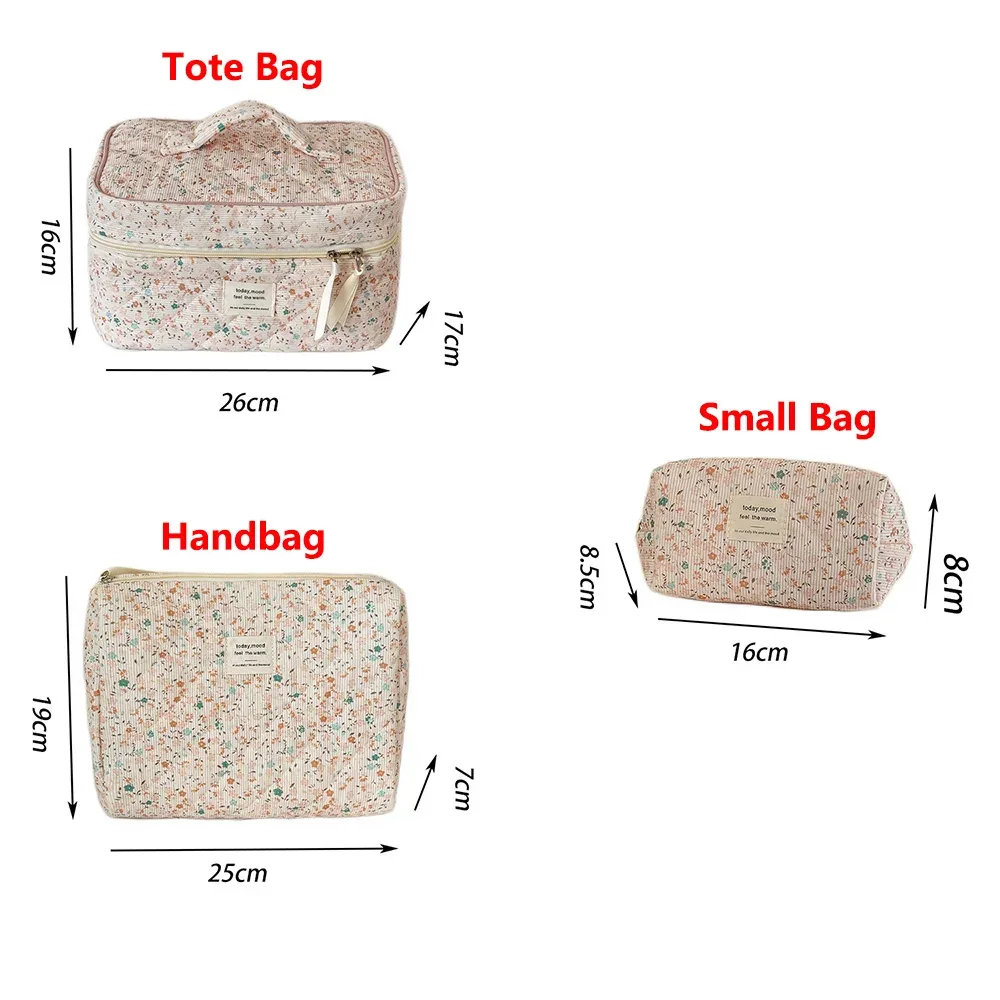 sac à cosmétiques de grande capacité pour femmes, organisateur de voyage, pochette de rangement de maquillage pour rouge à lèvres, sac matelassé floral pour dames
