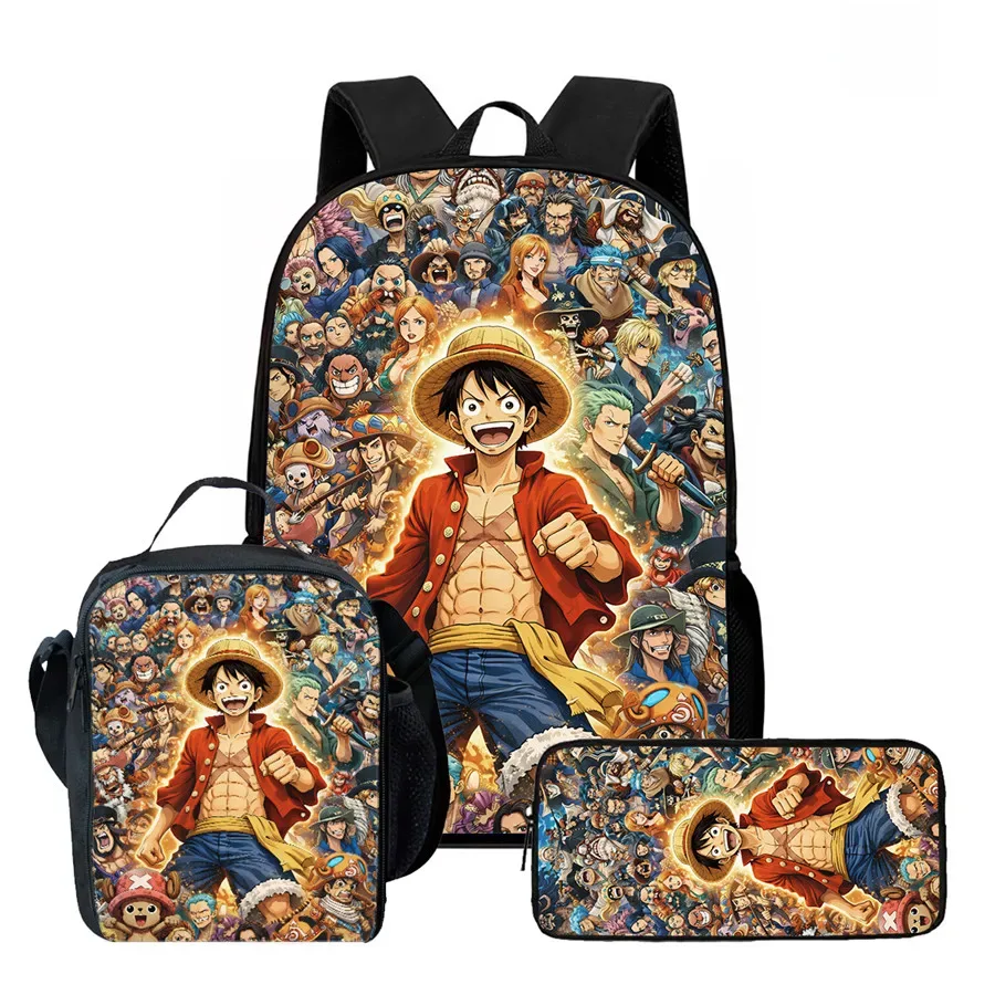 ensemble de sac à dos scolaire 3 pièces 15 pouces avec sac à lunch et trousse à crayons, durable, léger, unisexe, pour garçons et filles de 6 à 10 ans
