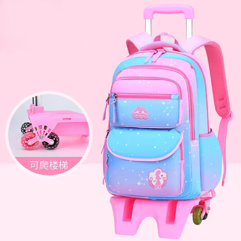 sac à dos d'école à roulettes pour fille, cartable étanche avec roulettes pour enfant