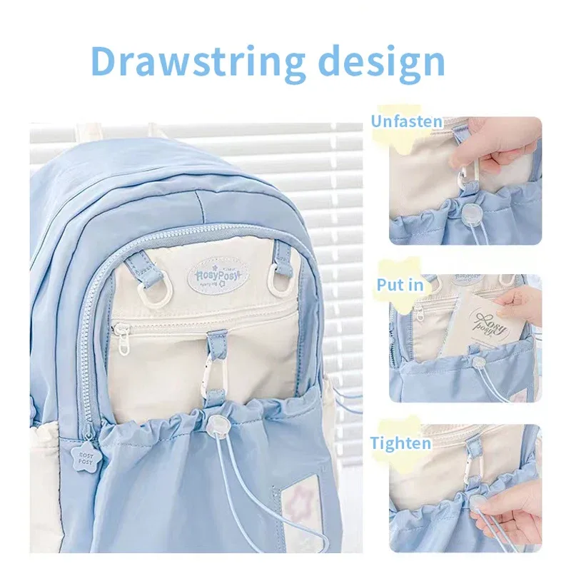 sac à dos de style crème pour étudiants, au design simple et mignon, grande capacité, léger et confortable