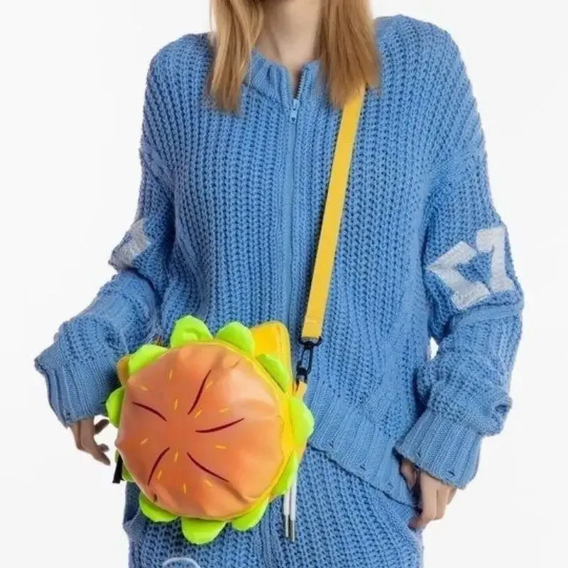 sac à bandoulière hamburger de dessin animé, sac à dos cheeseburger en pu, cartable de grande capacité, sac messager pour voyage en plein air, cadeau pour filles