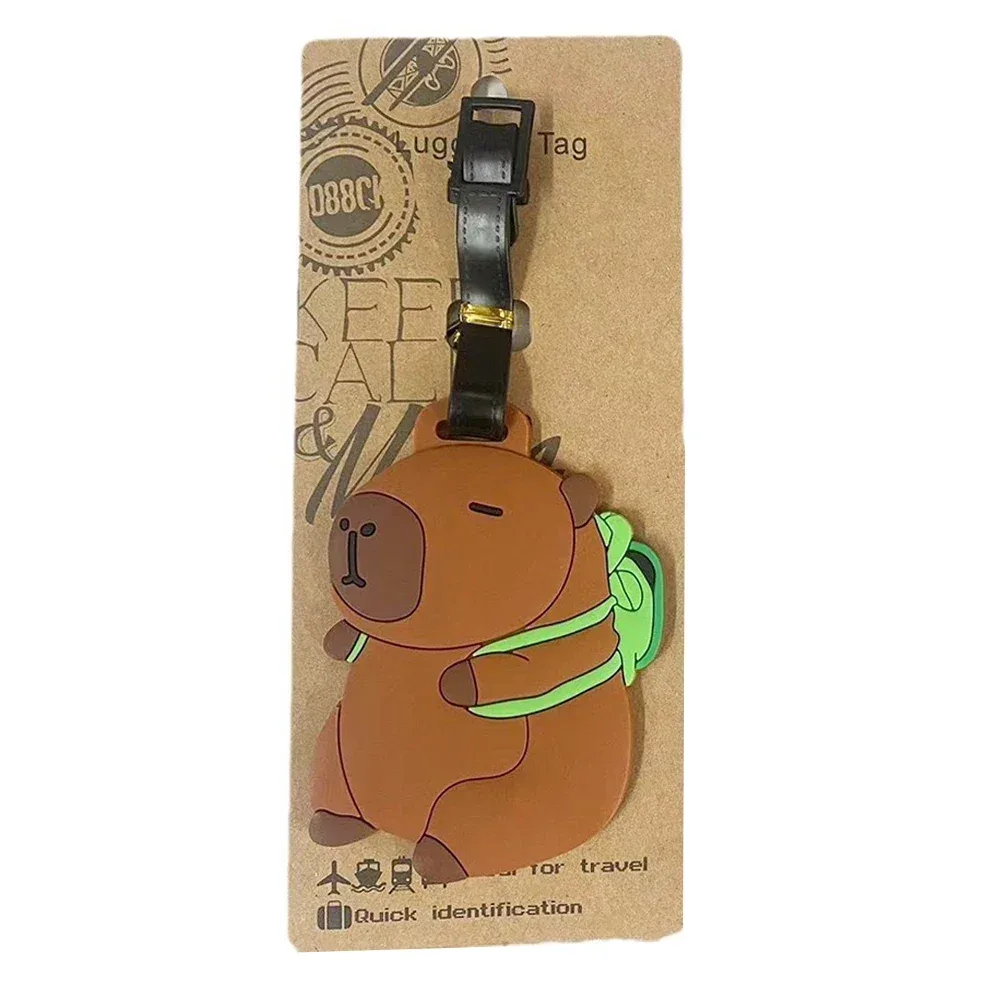 étiquette de bagage design chat requin kawaii, accessoires de voyage pour femmes, étiquette de bagage en pvc de dessin animé pour hommes, portable, anti-perte, adresse, nom