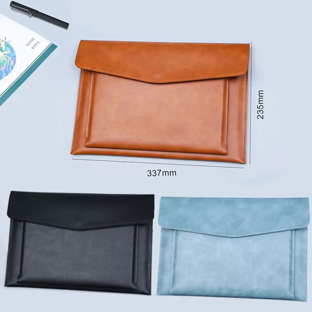 lettres personnalisées gratuites a4 dossier en cuir mallette d'affaires bouton magnétique étanche étuis pour ordinateur portable organisateur de bureau