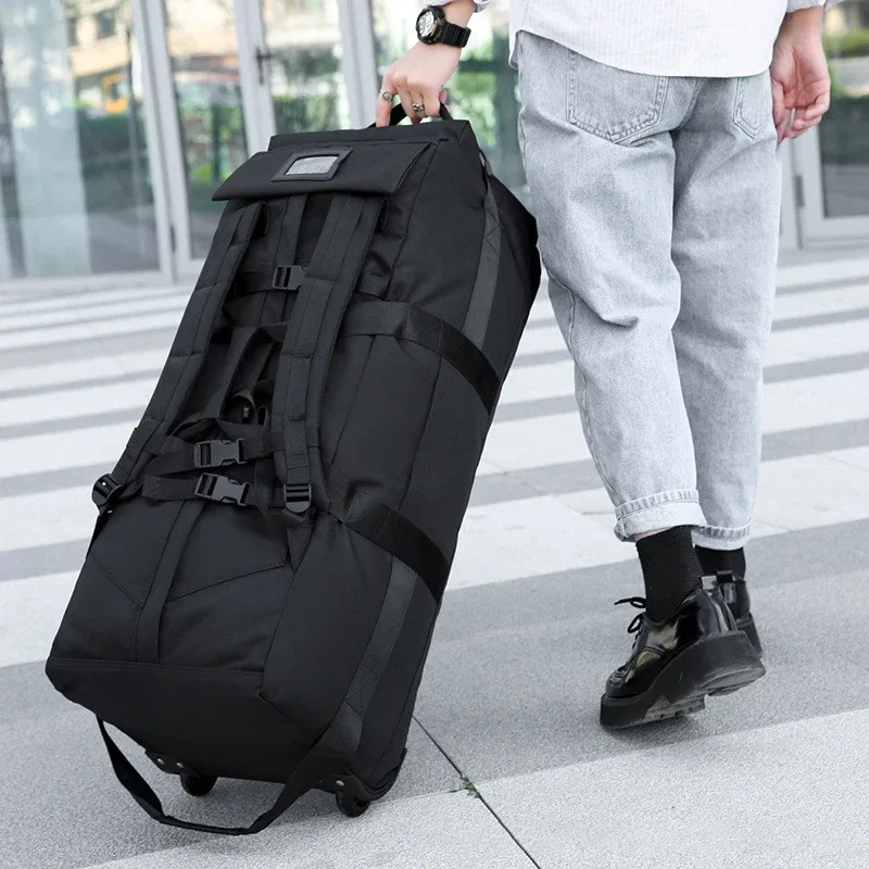 sac à dos de voyage à roulettes de grande capacité pour hommes, sac d'enregistrement, valise à roulettes pliable, bagage à roulettes oxford