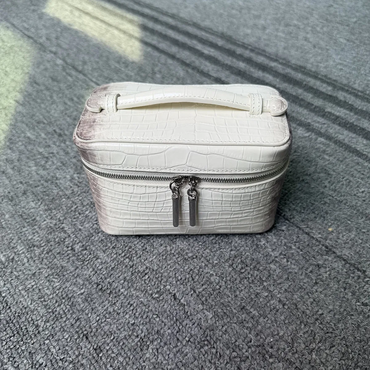 sac de maquillage en cuir de vachette, collection himalaya, luxueux, grande capacité, en cuir véritable, sac de voyage portable pour femmes, sac de rangement cosmétique