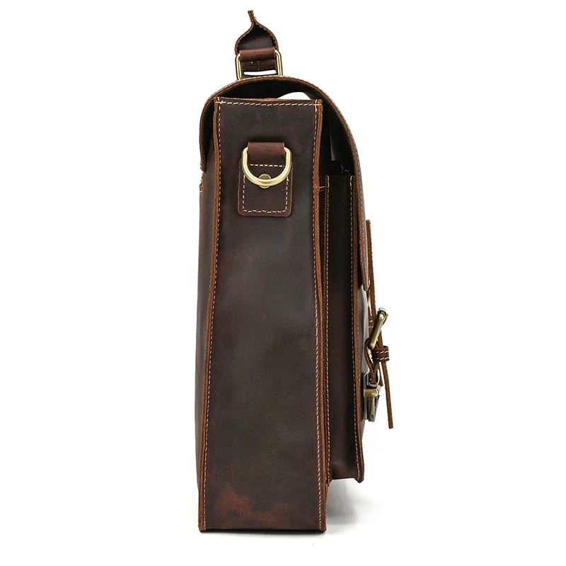 Newsbirds grande capacité hommes sac en cuir véritable peau de vache hommes porte-documents sac ordinateur portable sac d'affaires pour 15.6 pouces PC sac d'ordinateur mâle