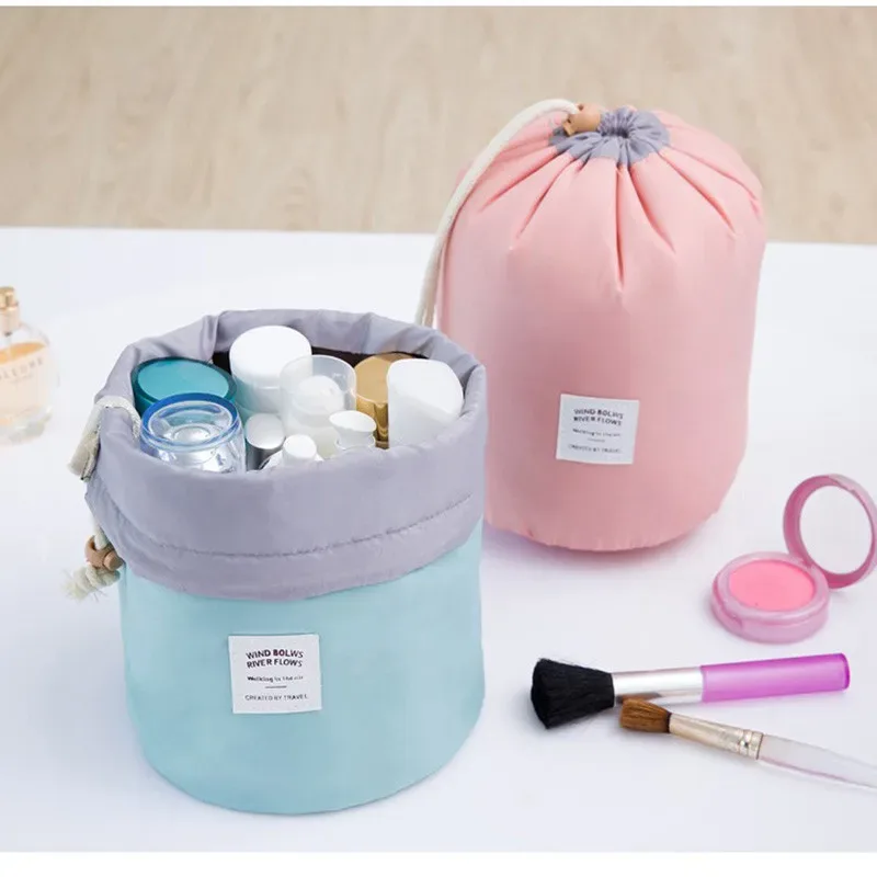 Sac à cosmétiques rond étanche pour femmes, sac de maquillage de voyage, organisateur de maquillage, rangement féminin, trousse de toilette, boîte pour dames
