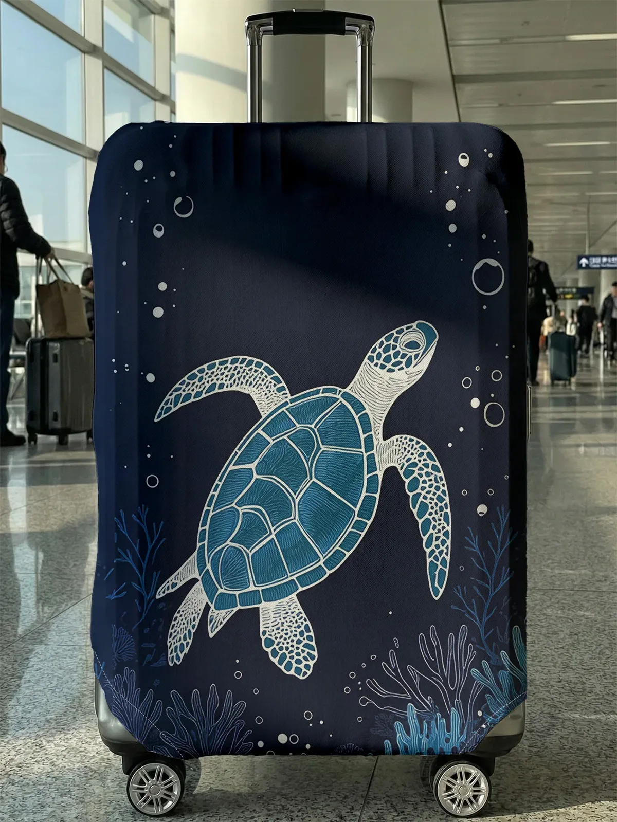 housse de bagage imprimée tortue de mer, adaptée aux bagages de 18 à 32 pouces, housse de poignée de bagage, accessoires de voyage