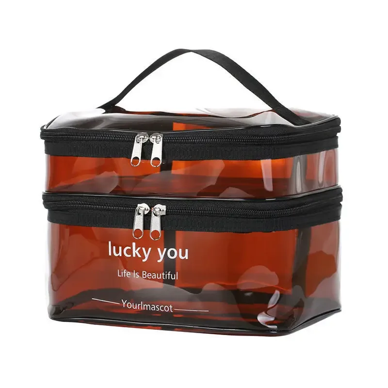 trousse de toilette portable double couche pour femmes, grande capacité, sac à cosmétiques étanche, sac de rangement de voyage