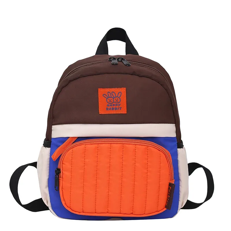 sac à dos coréen pour enfants, style color block tendance, sac à dos double épaule pour étudiants, grande capacité, léger, pour activités de plein air, parent-enfant