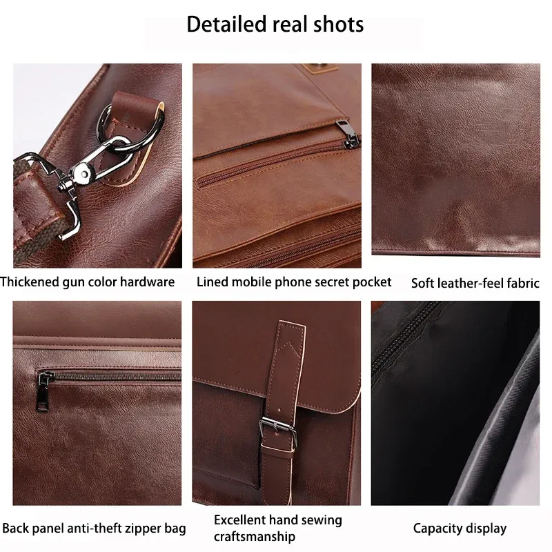 sac à main rétro en cuir pu pour homme, fourre-tout vintage, étui à bombes, business, bureau, ordinateur portable, sacoche décontractée