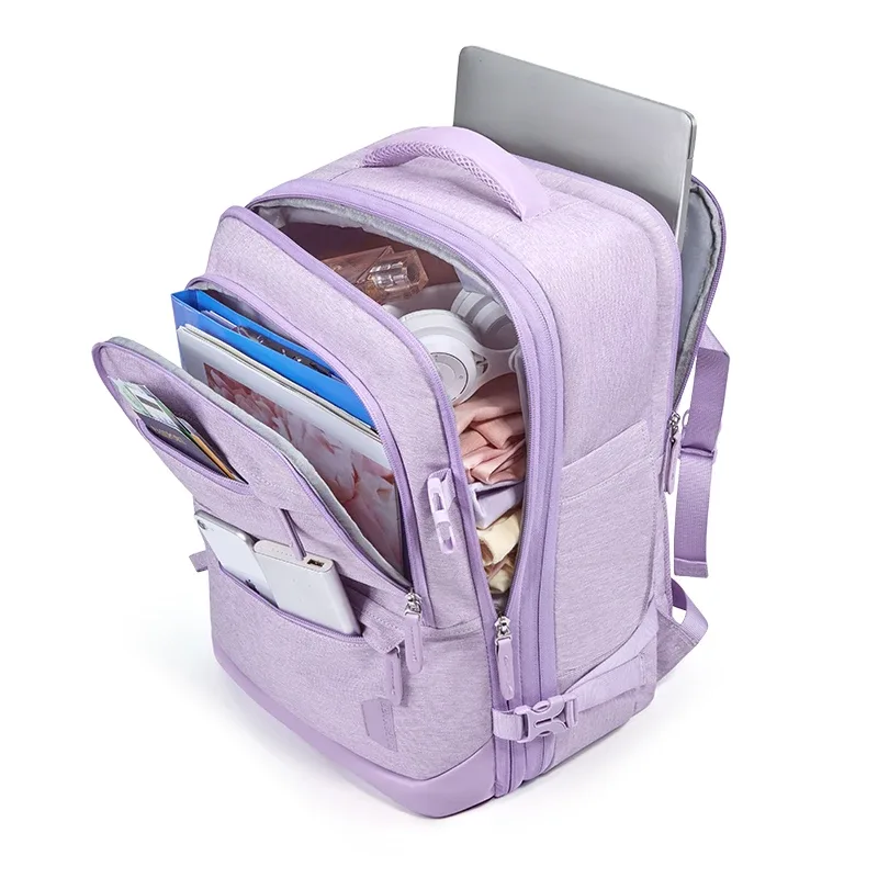 bagsmart 4 pièces sac à dos de voyage cabine sac à dos avec cubes d'emballage 40l sacs à dos étanches extensibles pour les femmes