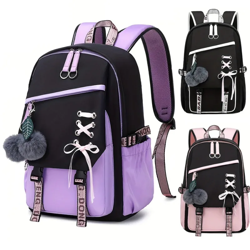 sac à dos mignon et élégant pour étudiant, sac d'école multi-poches, sac à livres grande capacité, sac de voyage quotidien décontracté, sac léger pour l'extérieur