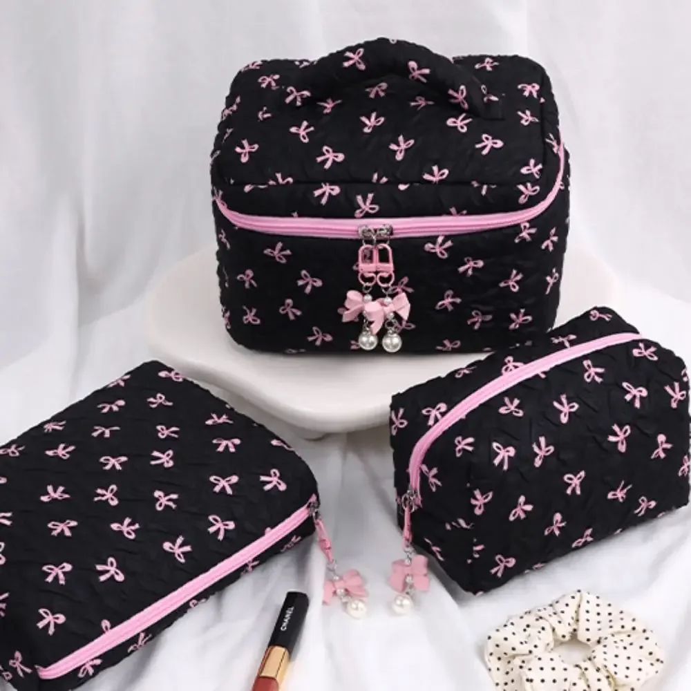 sac à cosmétiques imprimé grande capacité, rangement de documents roses, pochette de maquillage en poudre, sac de voyage, mode, bow107