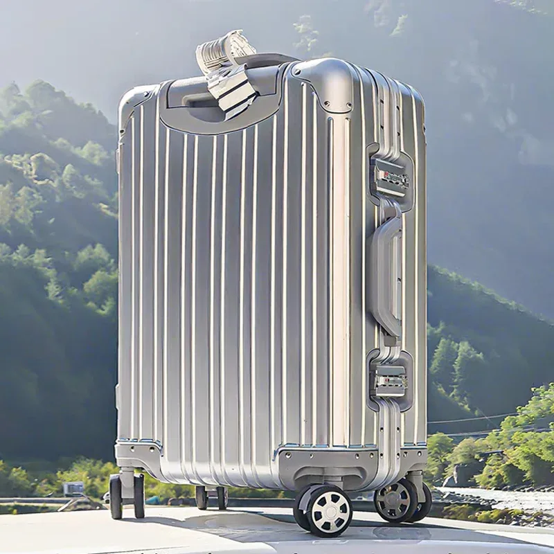 100% valise en aluminium meilleure vente valise de chariot en métal valises sur roues porte-bagages 20/26/30 p