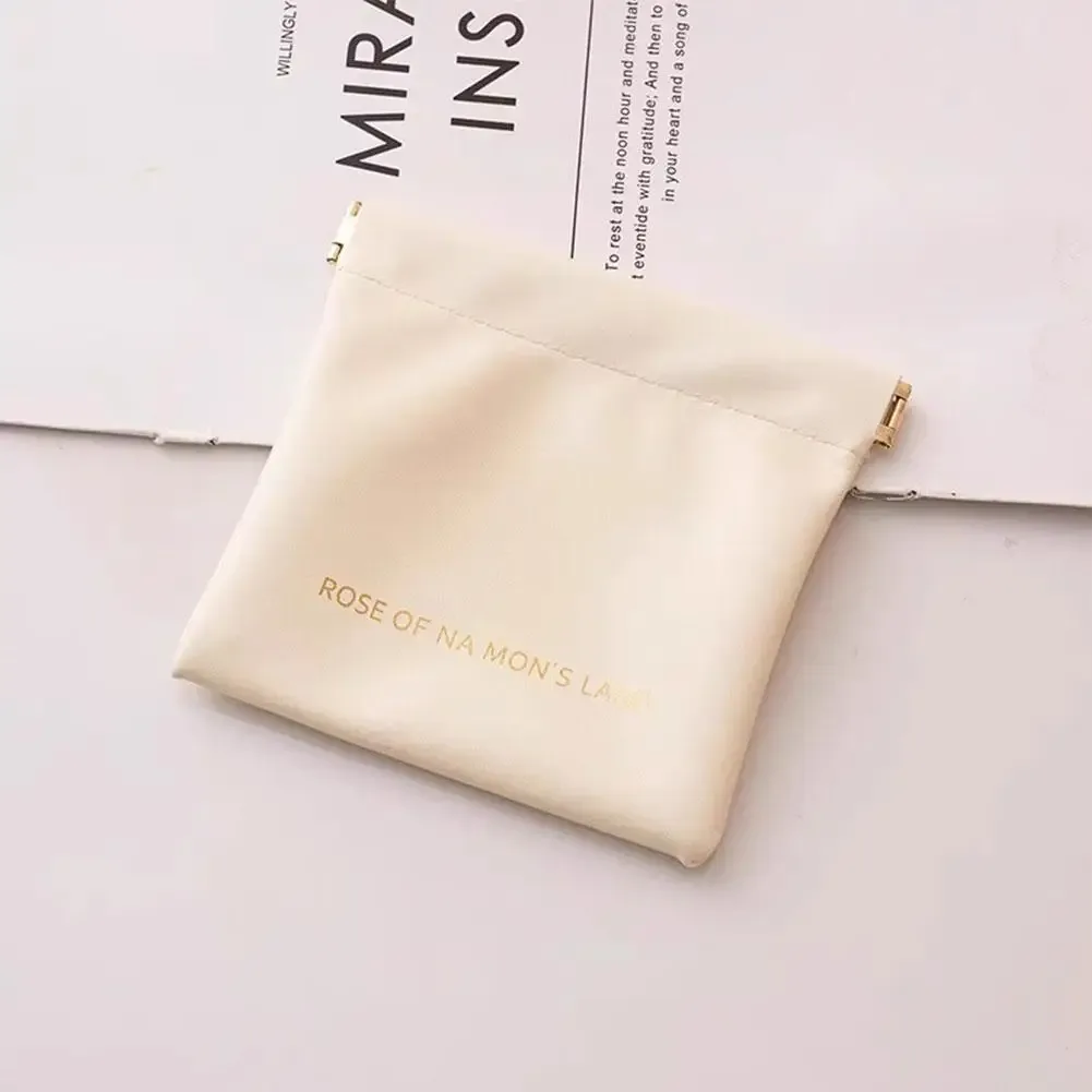 mini sac de rangement portable en pu - conception à ressort auto-fermant, pochette polyvalente pour écouteurs filaires, rouge à lèvres et petits accessoires