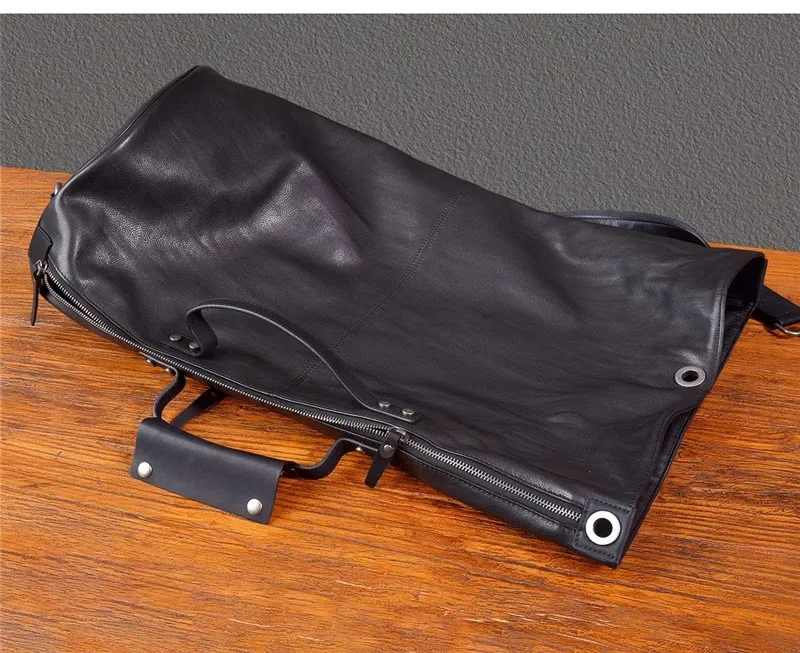 sac à bandoulière en cuir de vachette pour hommes, sac de voyage en plein air, noir, multifonctionnel, designer décontracté, grande capacité