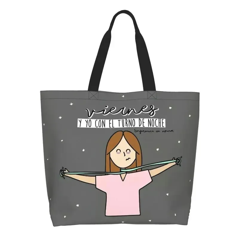 dessin animé médecin infirmière enfermera en apuros sacs d'épicerie grande capacité esthétique merch pour femme rue sac à bandoulière