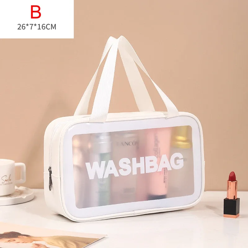 sac de lavage de voyage portable pour femmes, pochette de rangement transparente et étanche pour maquillage, organisateur de cosmétiques de grande capacité, étui de beauté pour femmes