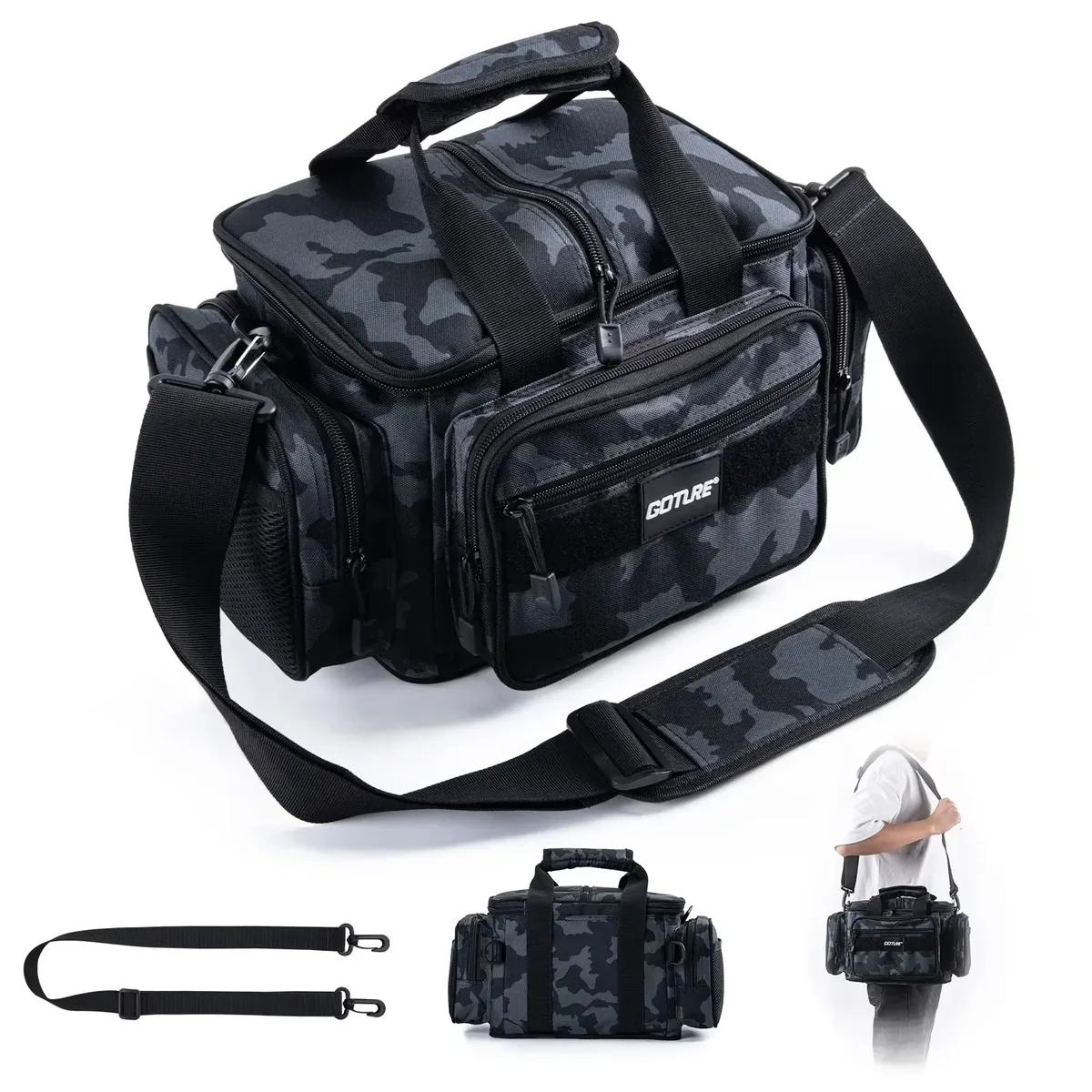 sac de voyage tactique en toile imperméable, sac à main multifonctionnel pour le camping, la randonnée, la pêche, sac à bandoulière, sac de voyage