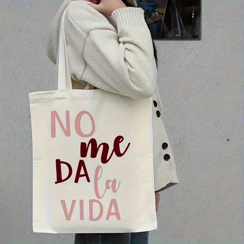 sac fourre-tout pour femme avec citation amusante en espagnol - « aqui llevo cosas de senora » (je porte des choses de femme) pour le shopping, les trajets quotidiens, les fêtes.