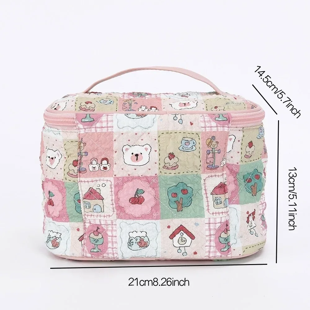 sac de maquillage portable grande capacité, motif dessin animé, style coréen, sac de rangement pour maquillage, sac cosmétique, extérieur