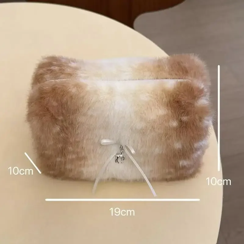 sacs à cosmétiques en peluche douce pour femmes, imprimé cerf, organisateur de maquillage, soins de la peau, cadeau parfait, sacs de lavage pour voyage, sacs de rangement pour cosmétiques